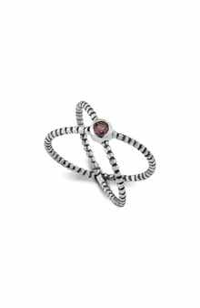 SAMUEL B. Sterling Silver Pink Tourmaline Crossover Band Ring