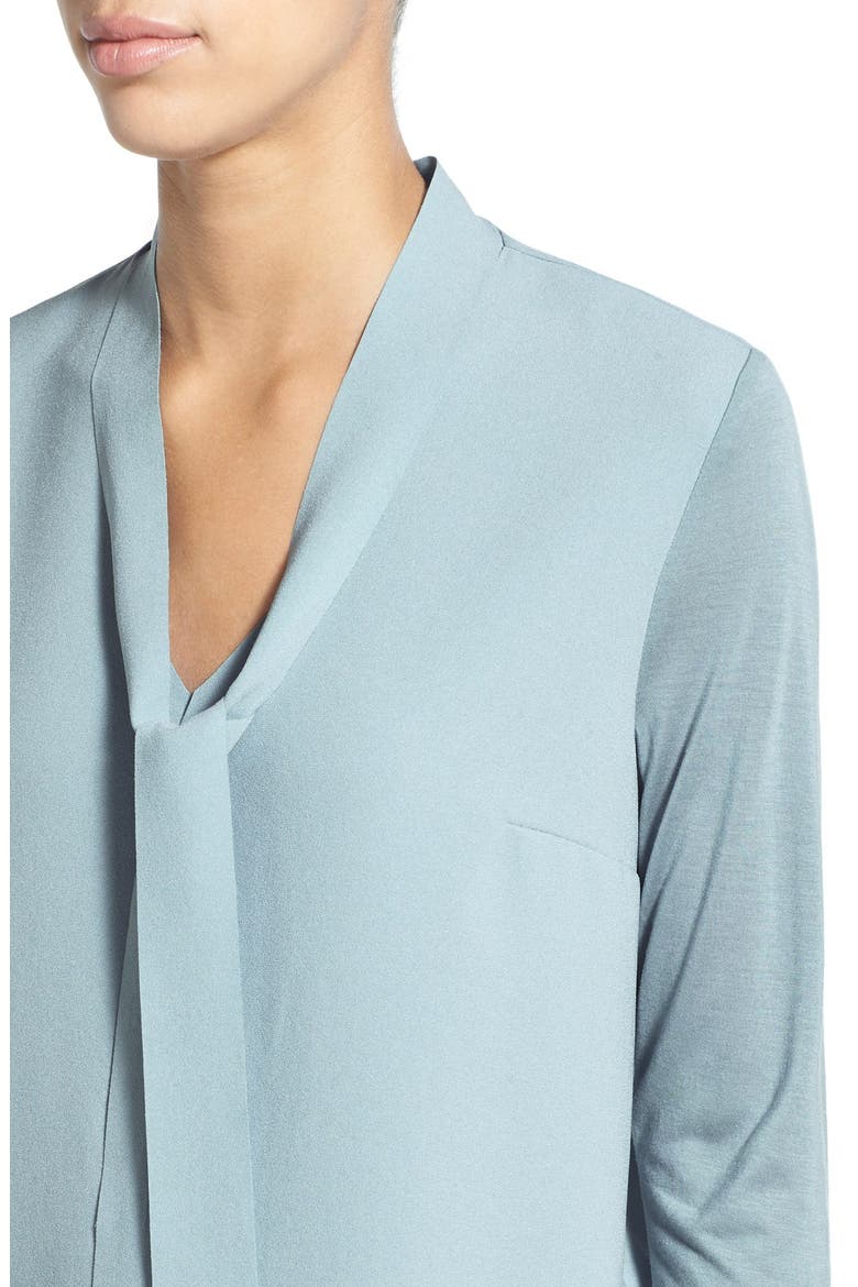 'Roma' Mixed Media Tie Neck Blouse, Alternate, color, GUST