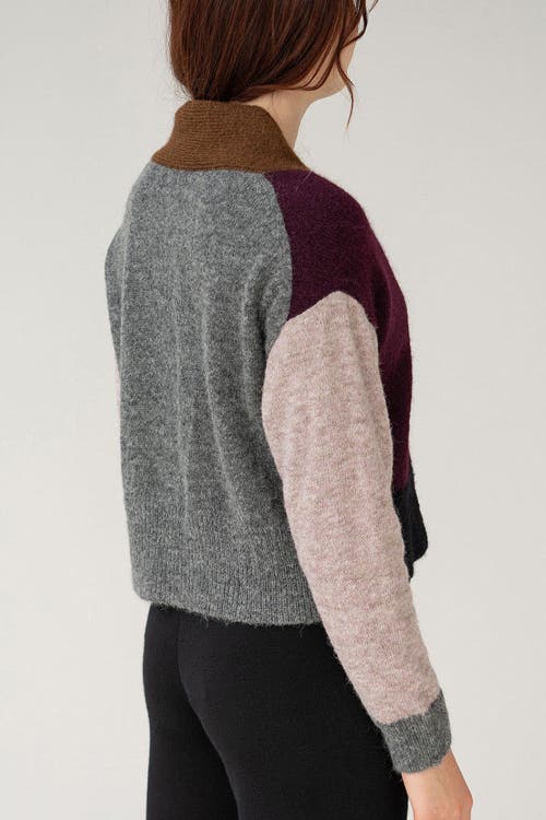 Sskein Color Block Cardi In Aubergine Multi