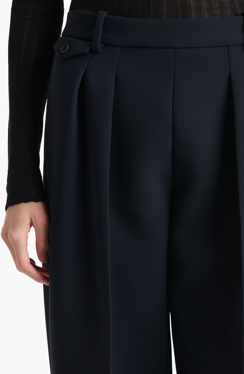 Khaite Dugan Pleated Double Face Crepe Pants, Alternate, color, Dark Navy