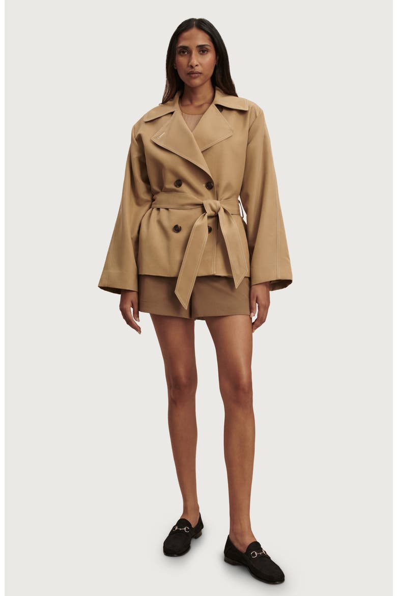 Maddox Short Trench Coat, Alternate, color, LIGHT TAN
