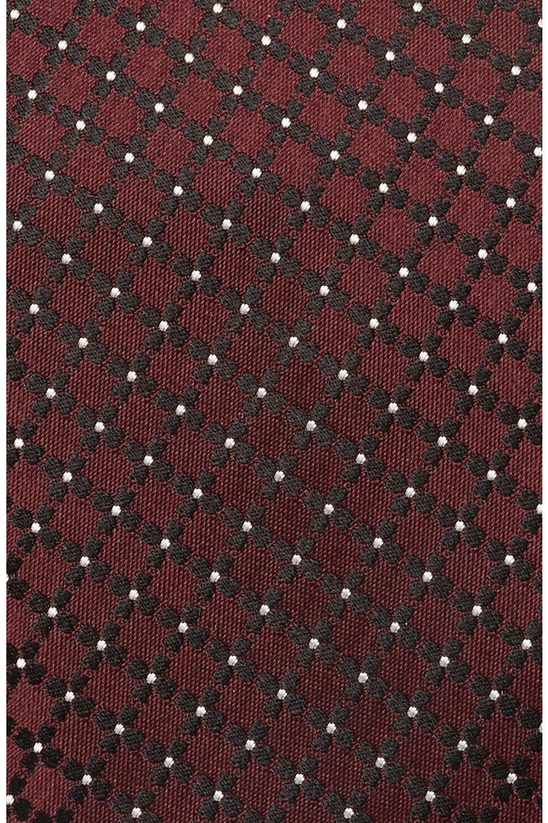 Floral Silk Tie, Alternate, color, DARK RED FAN