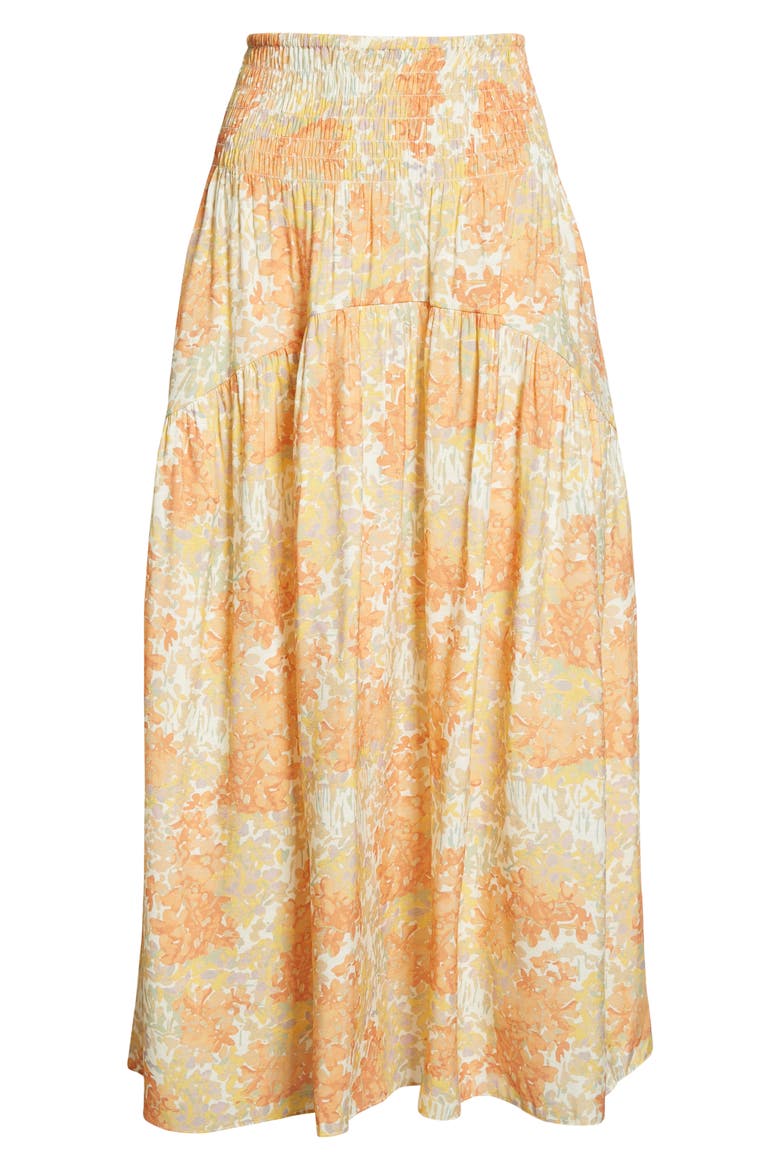 Garden Smocked Tiered Maxi Skirt, Alternate, color, DUSK