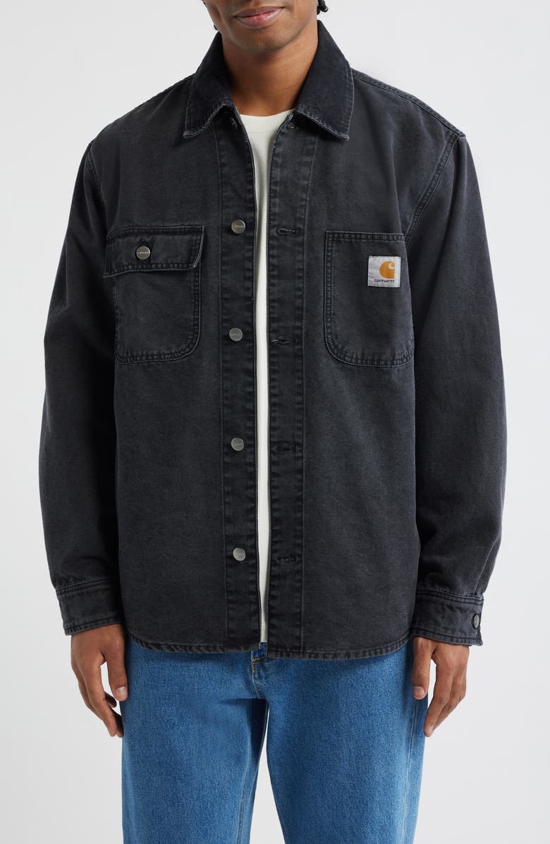 Carhartt Work In Progress Mitch Cotton Canvas Shirt Jacket, Main, color, Black / Black (Dusky Canvas)