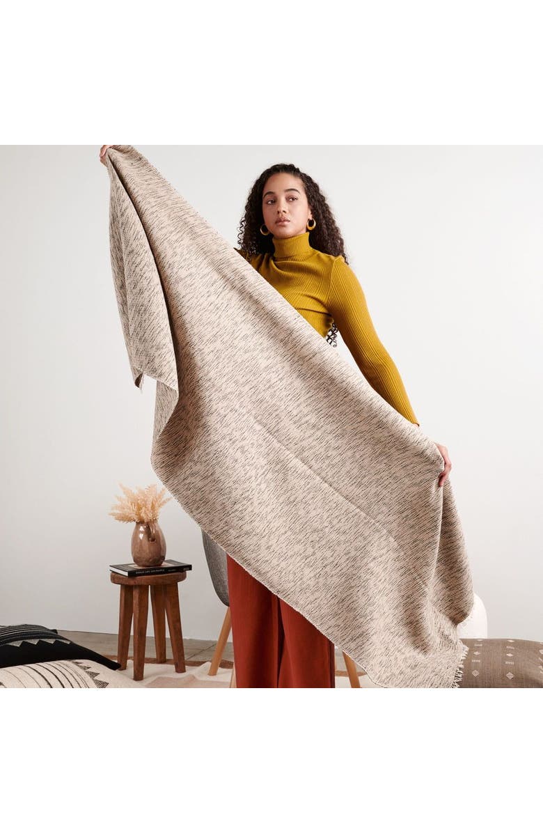 Studio Variously Forest Night Handwoven Neutral Cashmere Merino Scarf, Alternate, color, Black/Forest