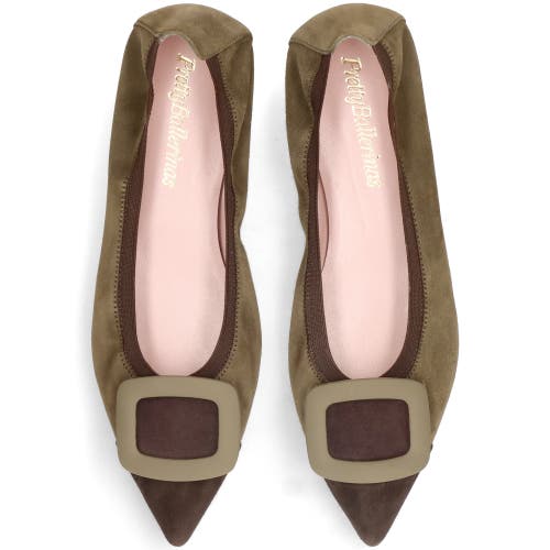 Pretty Ballerinas Pointed Toe Elasticated Ballet Flat In Brown