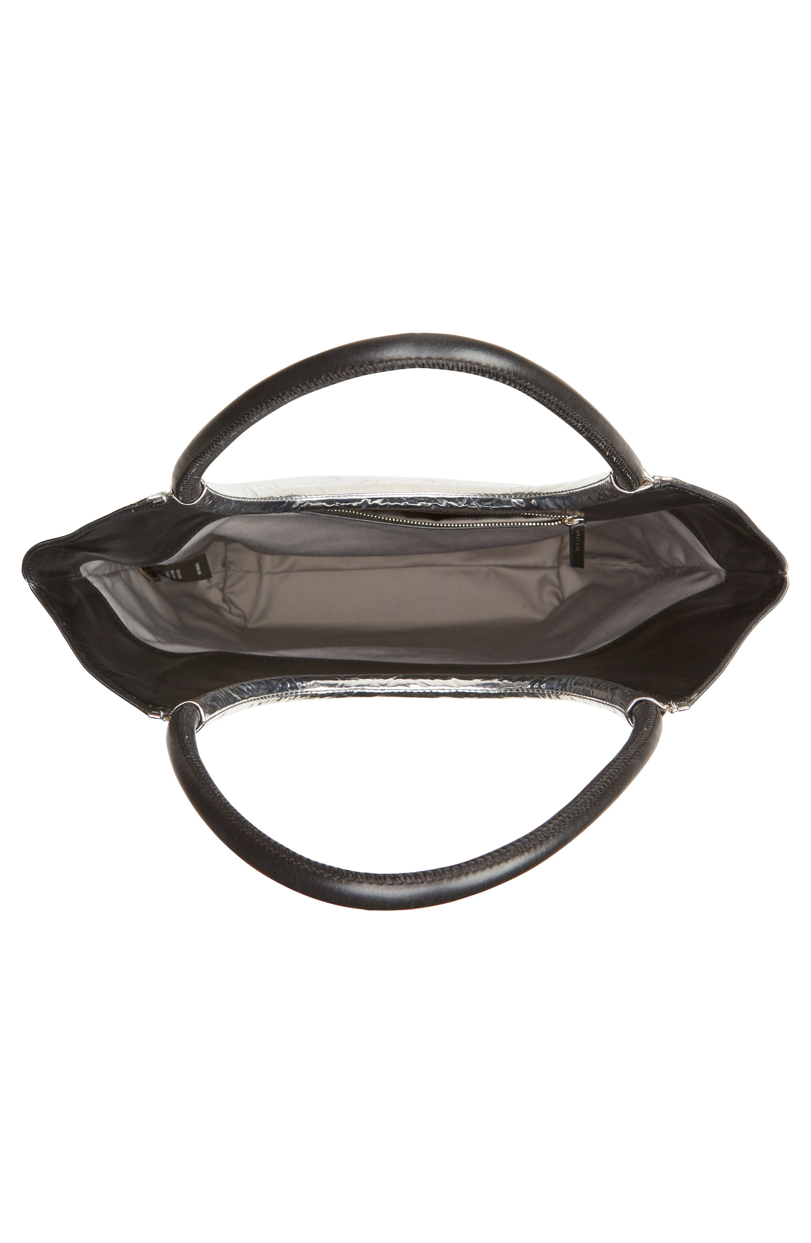 rag & bone Remi Crinkled Metallic Faux Leather Shopper, Alternate, color, 