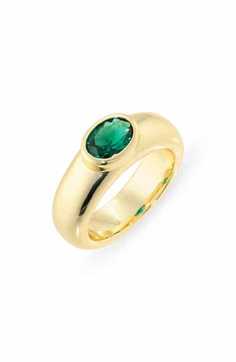 Oval Cubic Zirconia Signet Ring