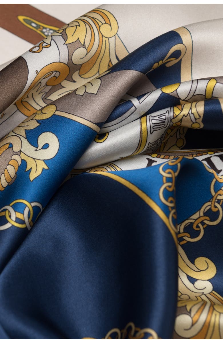 Elizabetta Moment in Time - Hand Rolled Silk Foulard for Women, Alternate, color, Blue