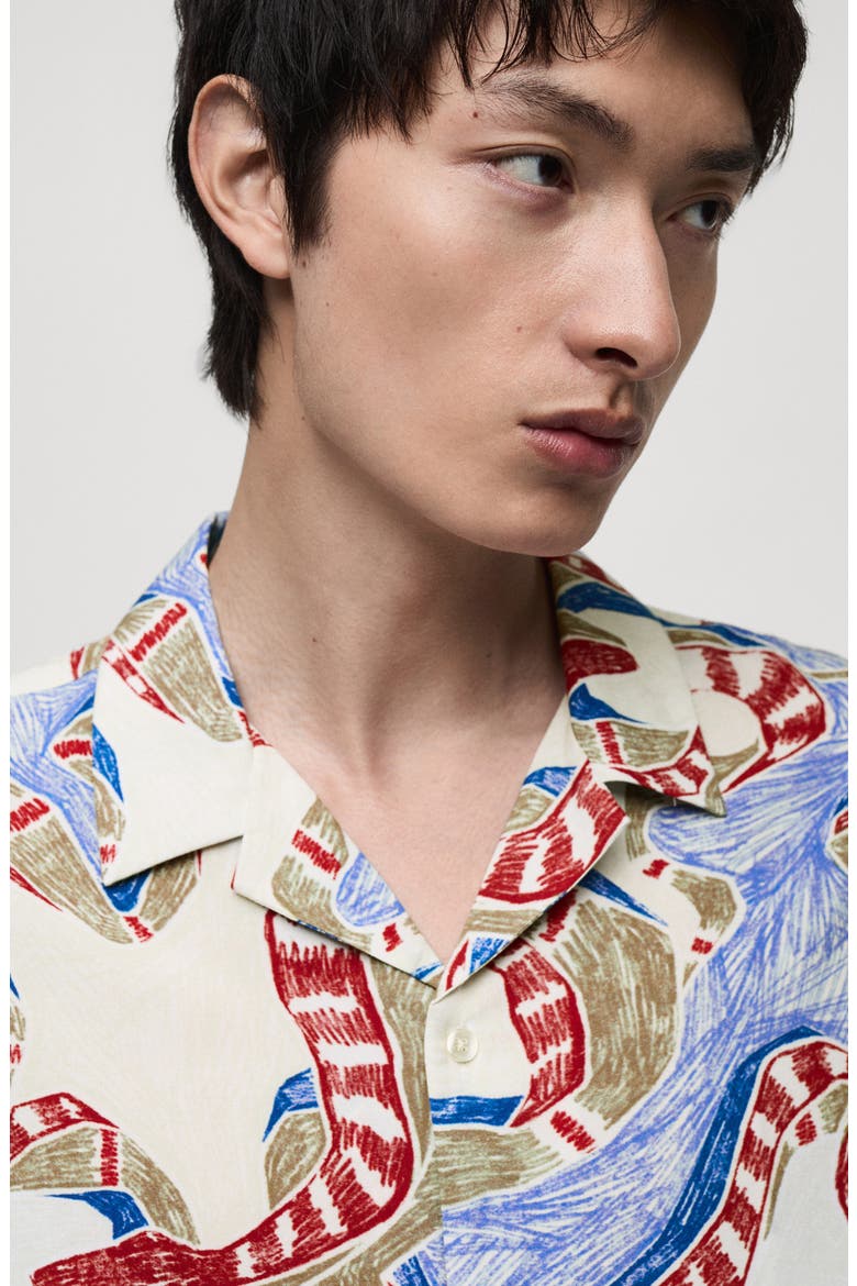 Regular Fit Print Camp Shirt, Alternate, color, RED