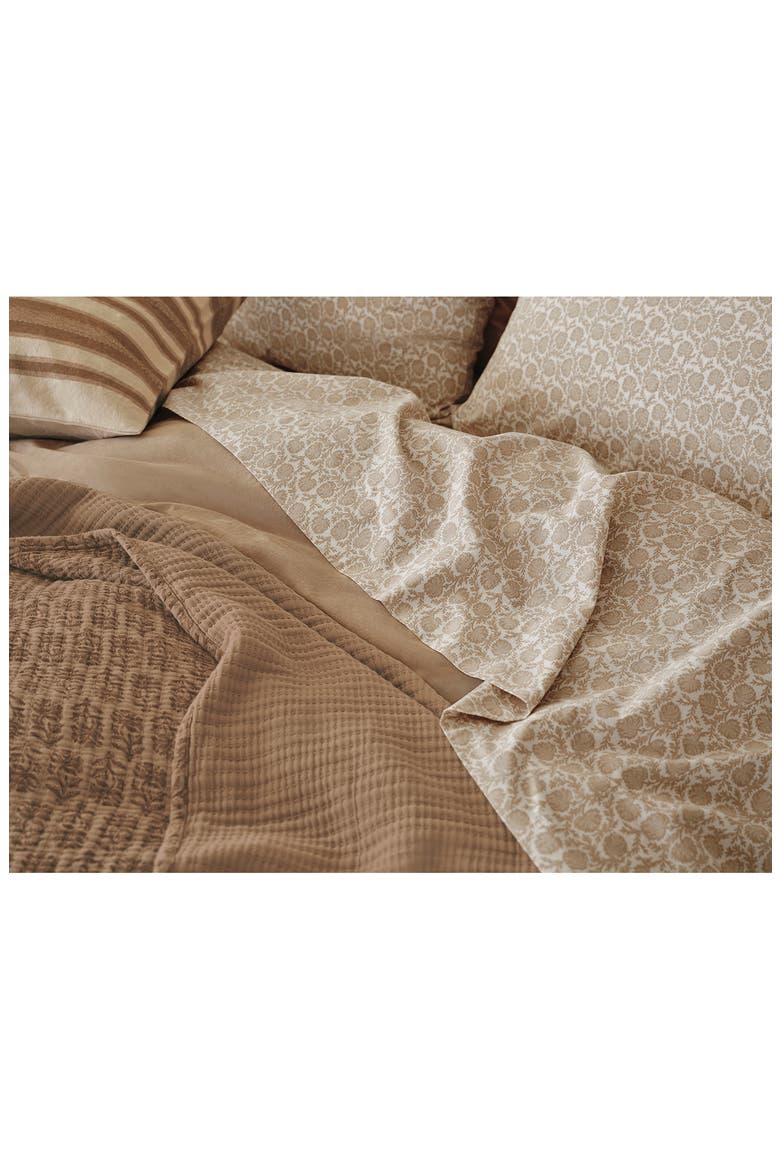 Print Organic Cotton Percale Sheet Set, Alternate, color, SHELL ROBLES