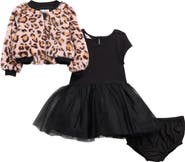 Pippa & Julie Maya Tutu Dress, Faux Fur Jacket & Bloomers Set