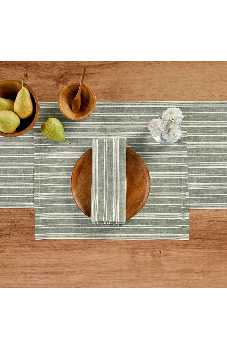 Solino Home Linen Placemats Set of 4, 14 x 19 Inch for Dining Table, Holiday and Everyday Table Decor - Chelsea Stripe, Alternate, color, 