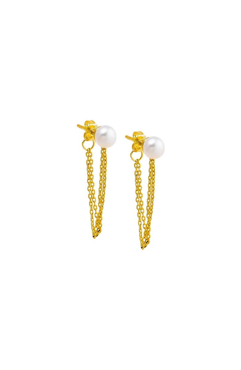 BY ADINA EDEN Pearl Drop Chain Front Back Stud Earring, Main, color,