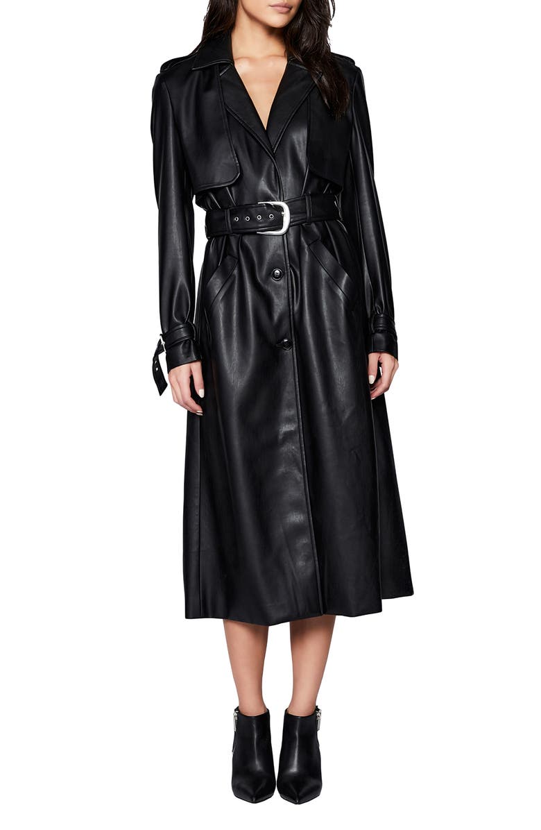 Bardot Faux Leather Trench Coat, Main, color,