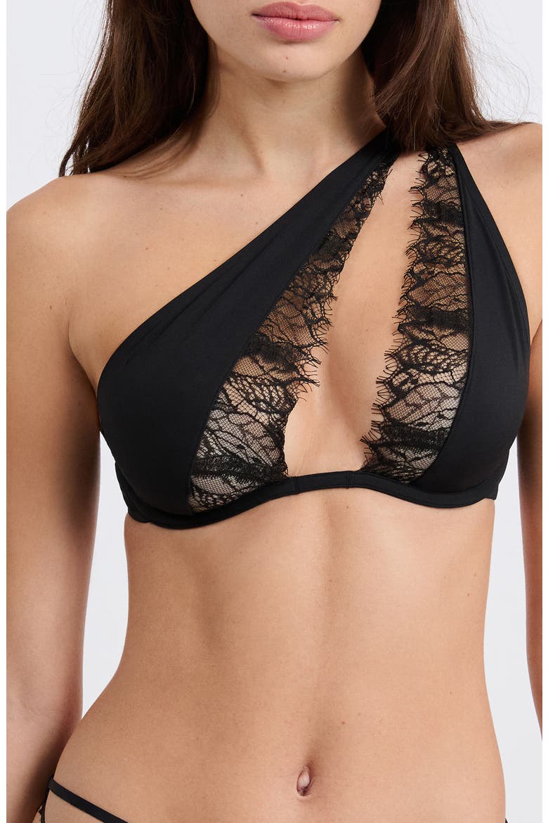 Mysterieuse One-Shoulder Bra, Main, color, BLACK