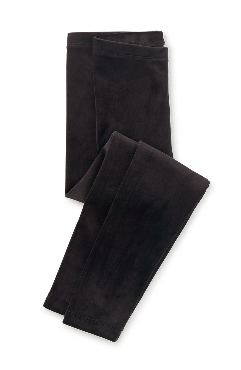 Tea Collection Velour Leggings, Main, color, Jet Black