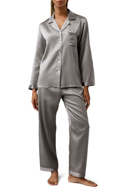 Women's Full Length Silk Pajamas Set