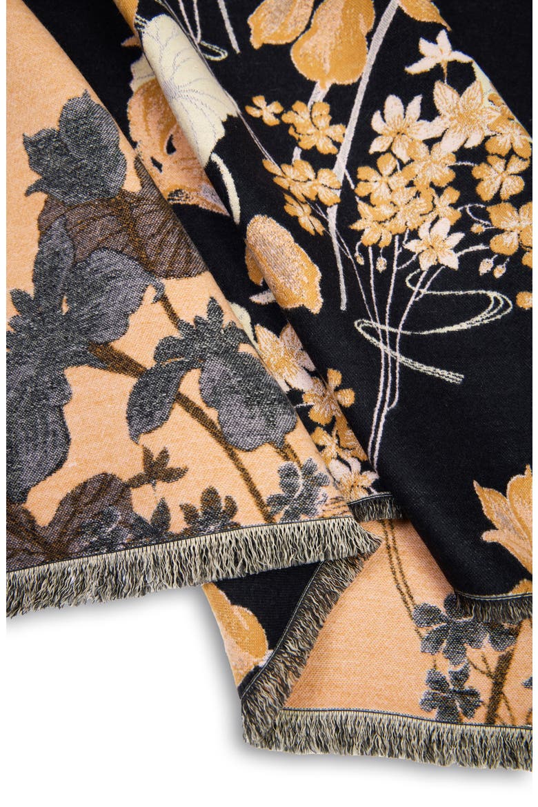 Floral Reversible Scarf, Alternate, color, CREAM BLACK