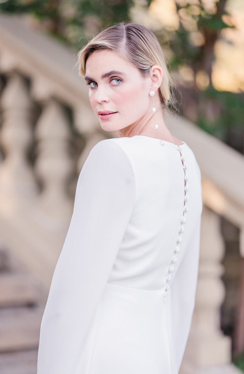 Joanna August Stevie Bell Sleeve A-Line Gown, Alternate, color,