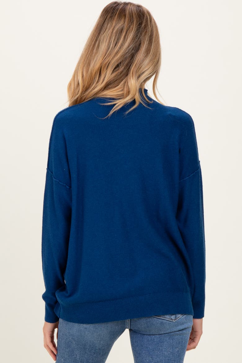 Mock Neck Exposed Seam Sweater, Alternate, color, Navy Blue