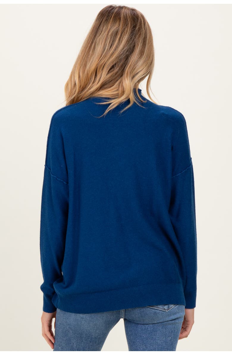 PinkBlush Mock Neck Exposed Seam Sweater, Alternate, color, Navy Blue