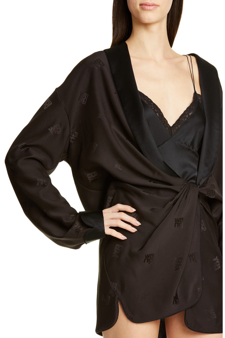 Draped Silk Pajama Romper, Alternate, color, BLACK