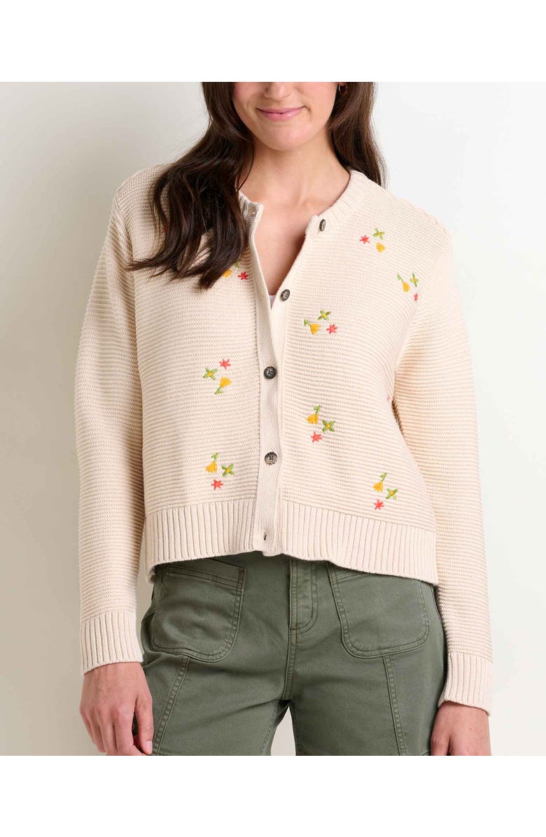 Toad & Co Bianca Crew Cardigan Embroidered, Alternate, color, Natural Embroidery