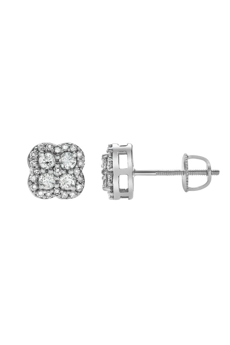 Clover 14K Gold Diamond Stud Earrings - 0.5ct., Alternate, color, 14K White Gold