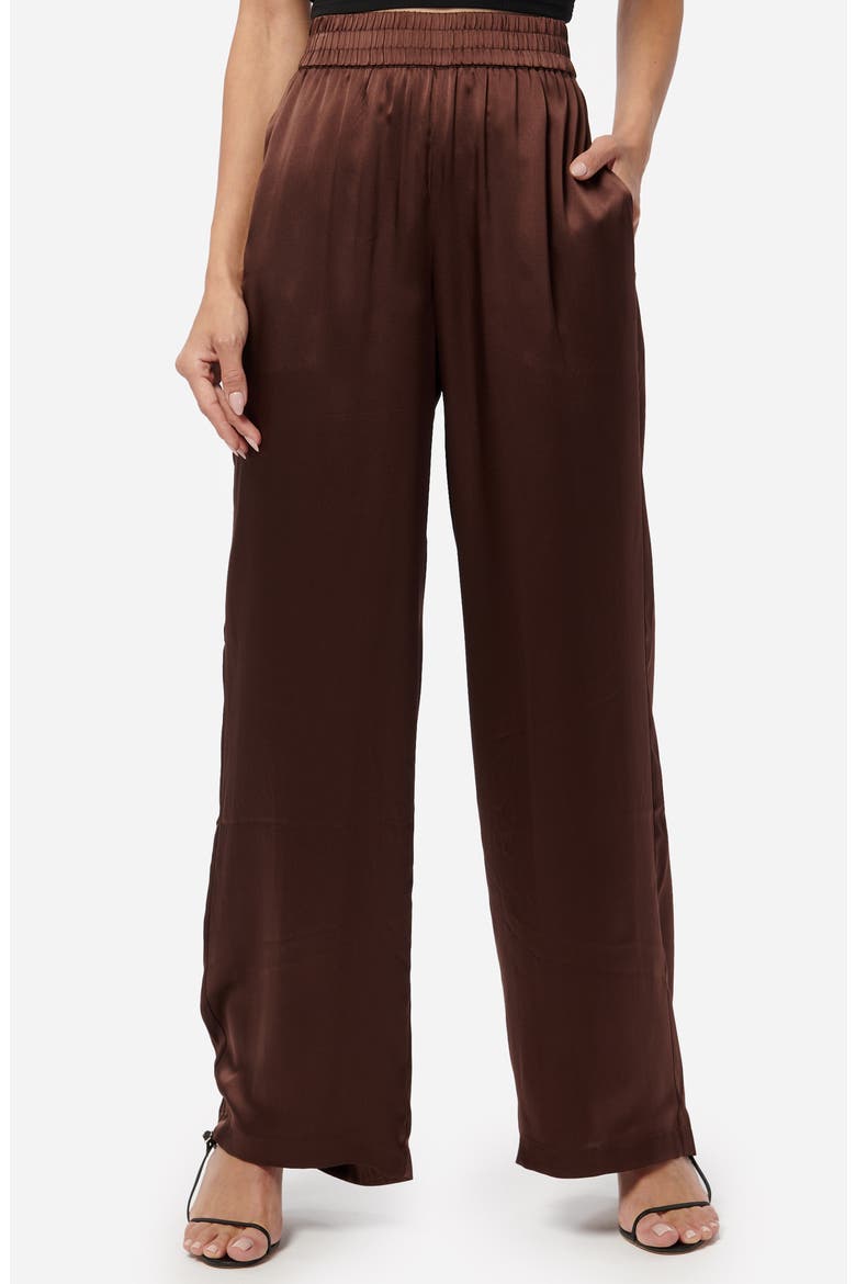 Bleecker Silk Charmeuse Pants, Main, color, CHOCOLATE