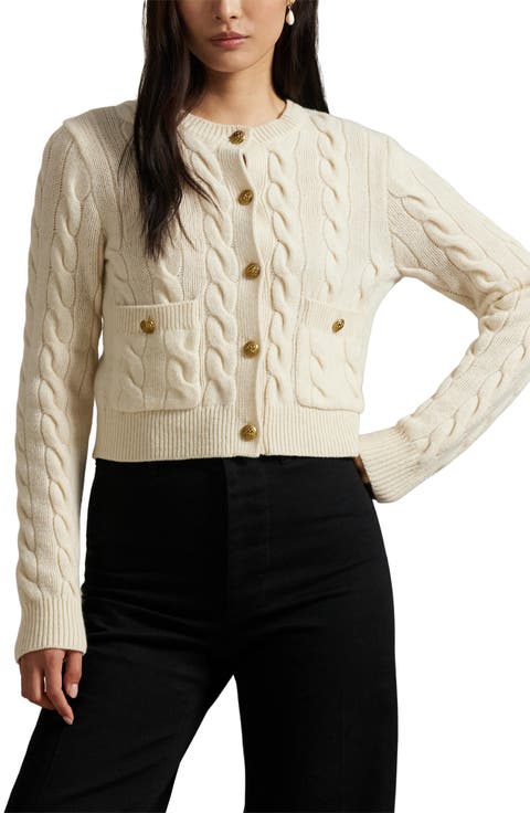 Cable Knit Wool & Cashmere Cardigan