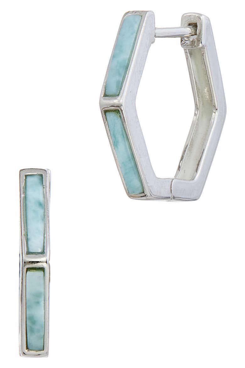 Blunt Larimar Hoop Earrings, Main, color, SILVER MULTI