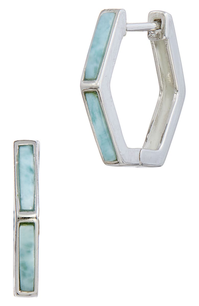 SAVVY CIE JEWELS Blunt Larimar Hoop Earrings, Main, color, 