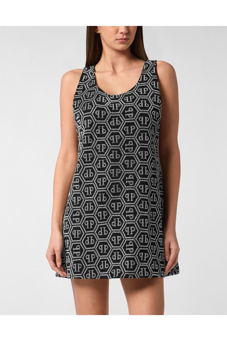 Mini Dress Monogram Strass Women, Main, color, black