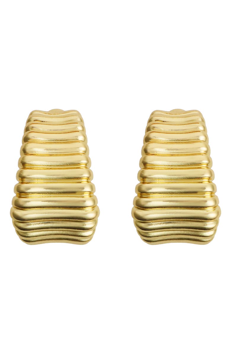 Panacea Ridged Hoop Earrings, Main, color, Gold