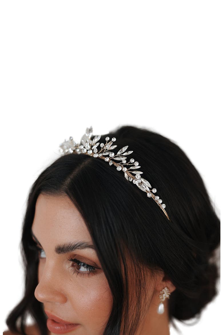 Rosamonde Crystal Tiara, Alternate, color, Gold