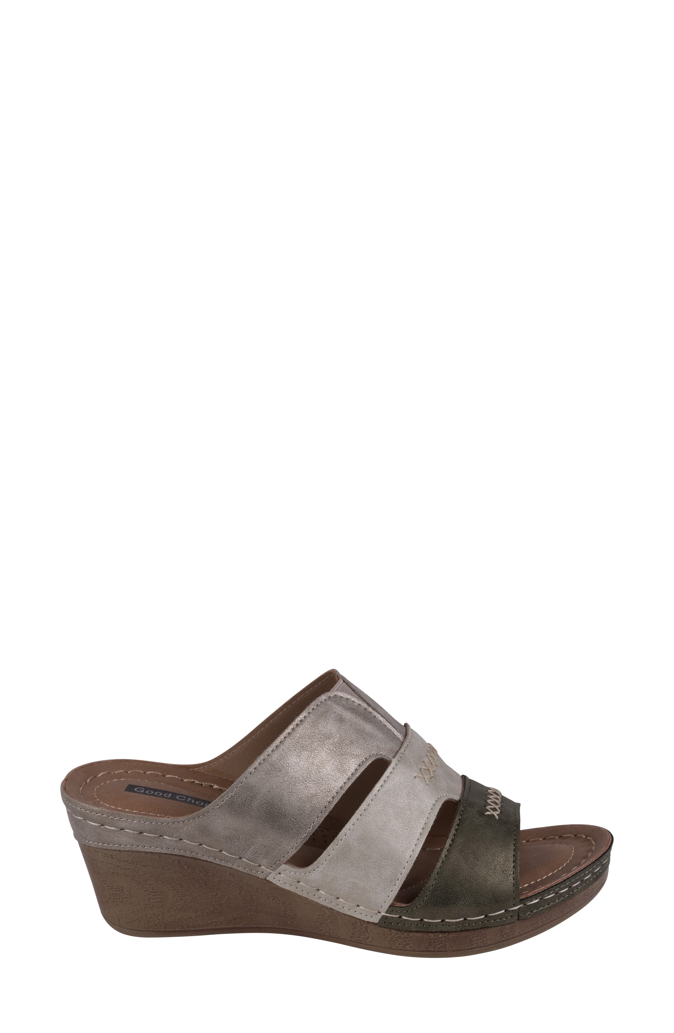 GOOD CHOICE NEW YORK Delores Platform Wedge Slide Sandal, Alternate, color, Khaki Multi