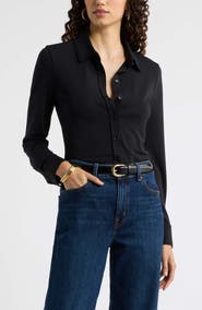 Nordstrom Long Sleeve Knit Button Front Top