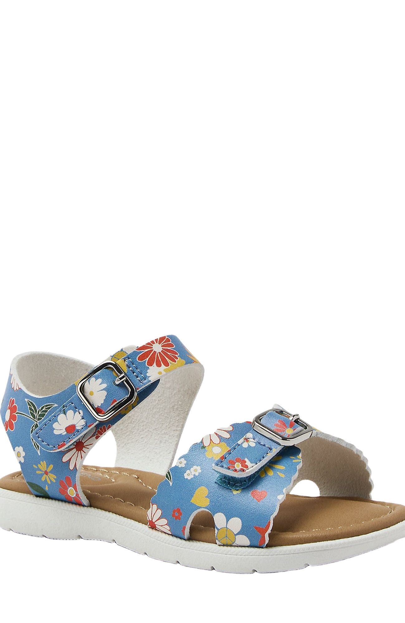 Lands' End Toddlers Easy On Scalloped Sandals, Main, color, Pale Blue Florals