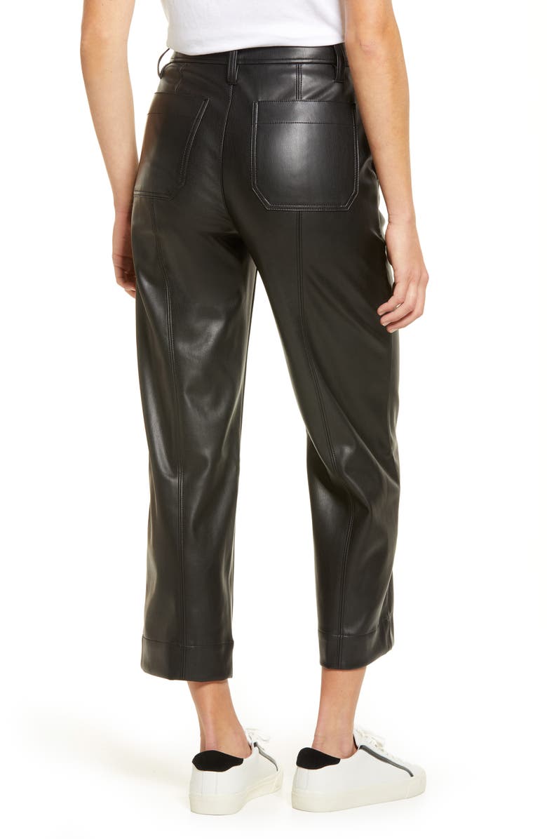 Madewell Slim Emmett Women's Faux Leather Wide Leg Pants, Alternate, color,