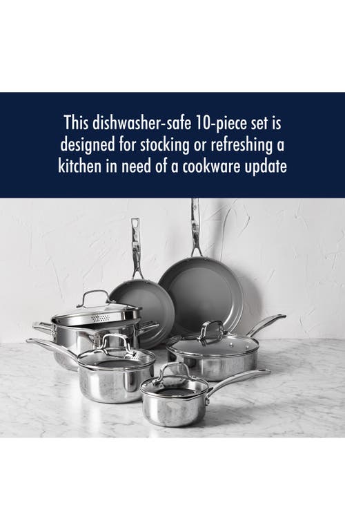 Henckels Cutlery Clad H3 10-piece Stainless Steel & Ceramic Cooking Set In Silver