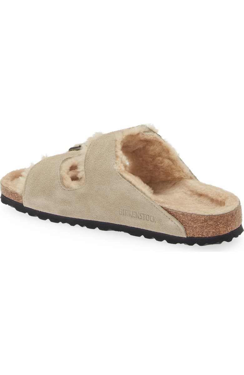 Birkenstock Arizona Genuine Shearling Slide Sandal, Alternate, color, Taupe