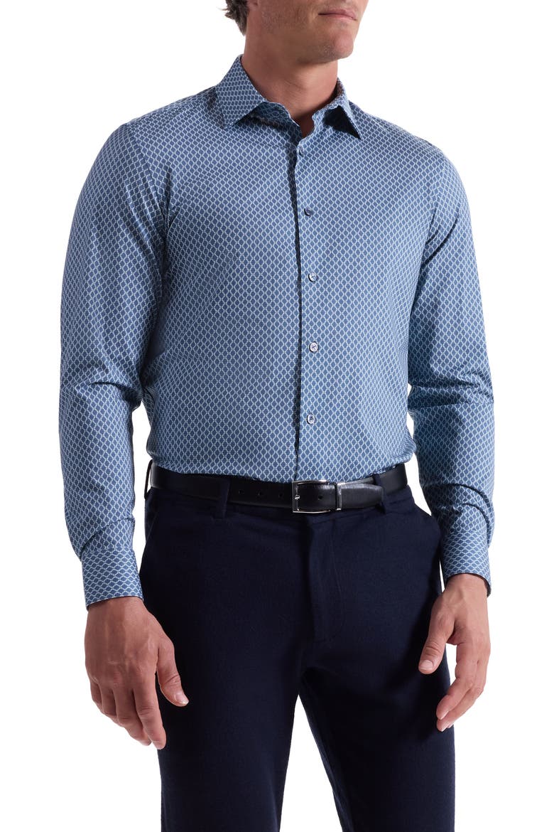 Jules OoohCotton® Geo Print Button-Up Shirt, Main, color, TEAL