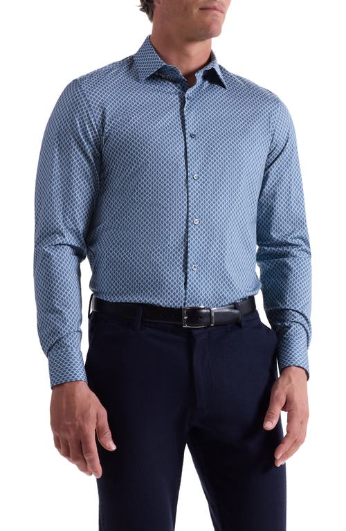 Bugatchi Jules Ooohcotton® Geo Print Button-up Shirt In Blue