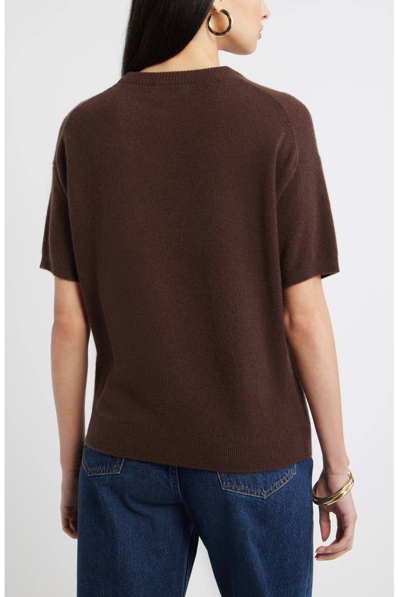 Short Sleeve Cashmere Sweater, Alternate, color, BROWN MOLE