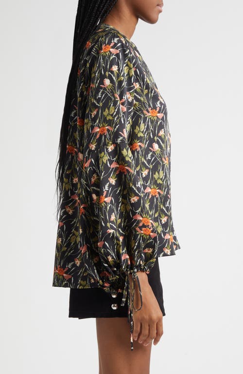 Cinq À Sept Windswept Meadow Rosella Button-up Shirt In Black