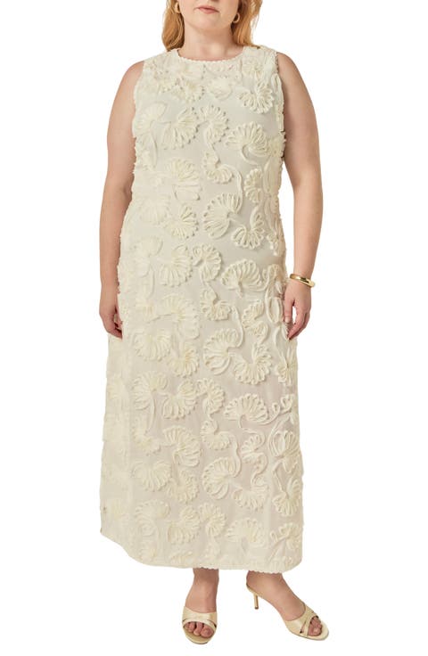 Floral Applique Sleeveless Midi Dress
