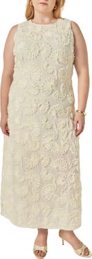 English Factory Floral Applique Sleeveless Midi Dress
