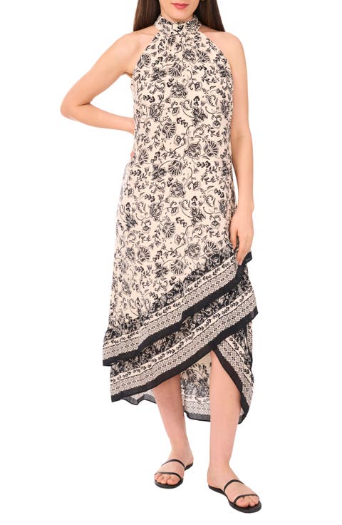 Print Sleeveless High-Low Maxi Dress