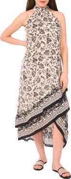 Vince Camuto Print Sleeveless High-Low Maxi Dress